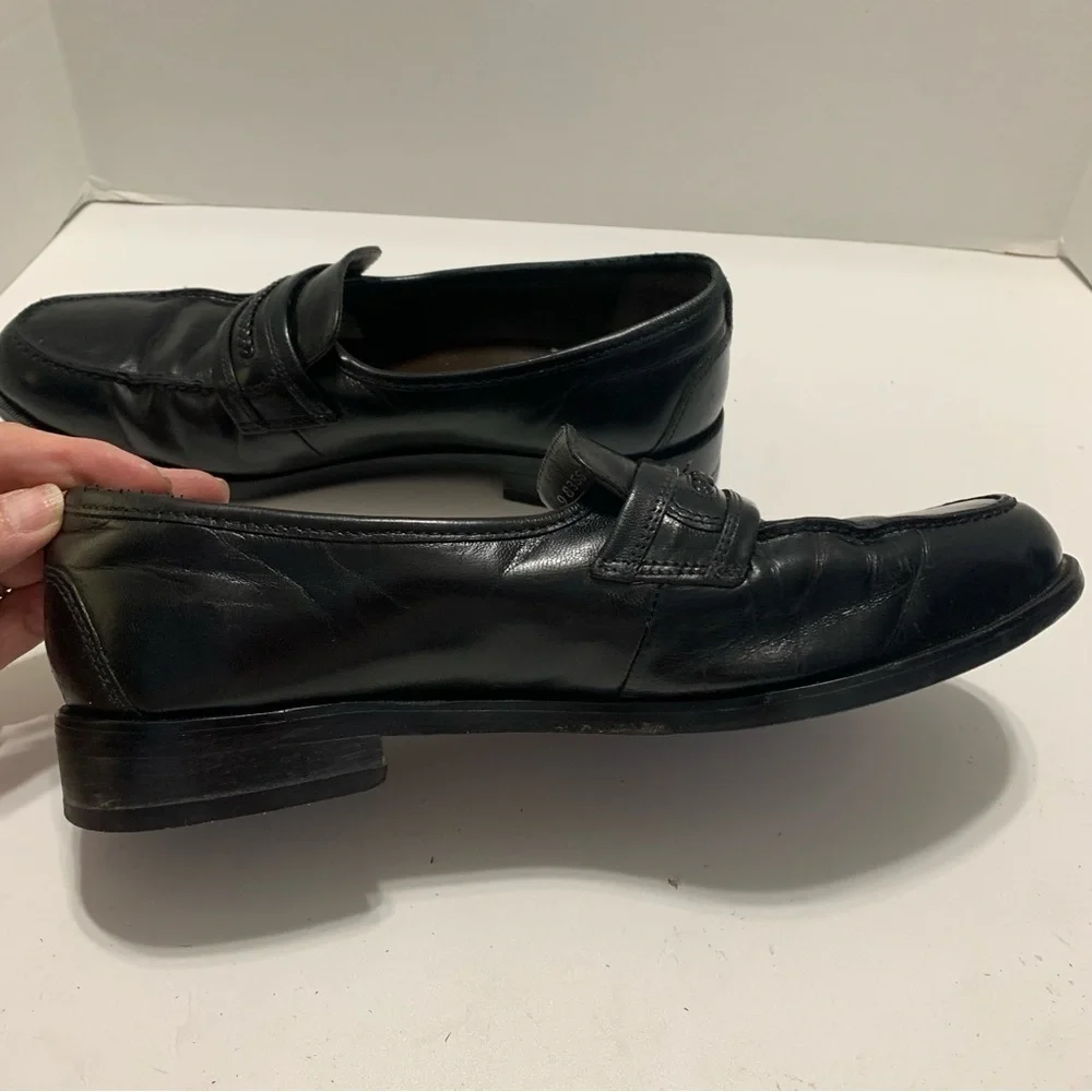 Nunn Bush Men’s Black Leather Braided Slip-On Loafers